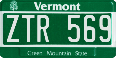 VT license plate ZTR569