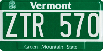 VT license plate ZTR570