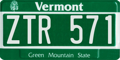 VT license plate ZTR571