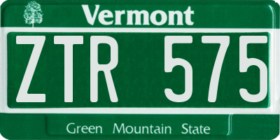 VT license plate ZTR575