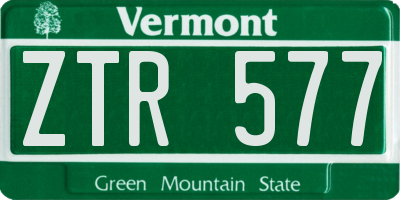 VT license plate ZTR577