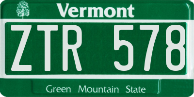 VT license plate ZTR578