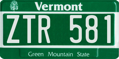 VT license plate ZTR581