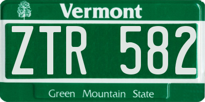 VT license plate ZTR582