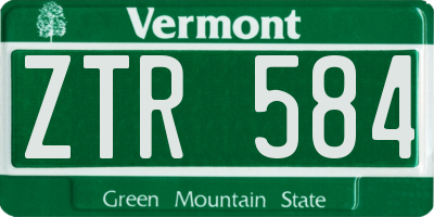 VT license plate ZTR584