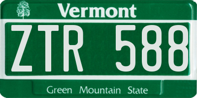 VT license plate ZTR588