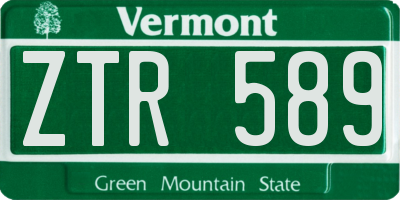 VT license plate ZTR589