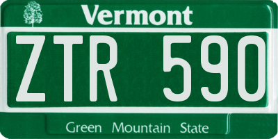 VT license plate ZTR590