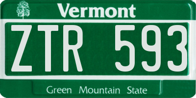 VT license plate ZTR593