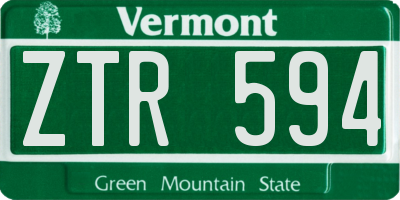 VT license plate ZTR594