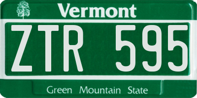 VT license plate ZTR595