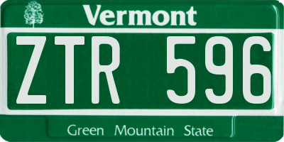 VT license plate ZTR596