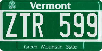 VT license plate ZTR599