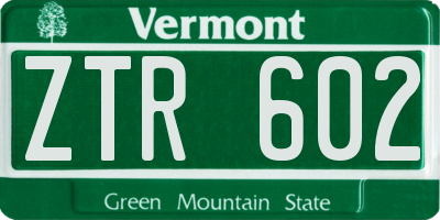 VT license plate ZTR602