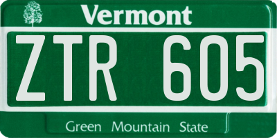 VT license plate ZTR605