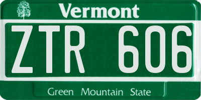 VT license plate ZTR606