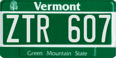 VT license plate ZTR607