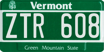 VT license plate ZTR608