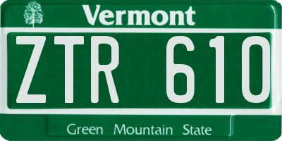 VT license plate ZTR610