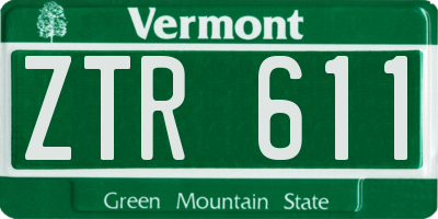 VT license plate ZTR611