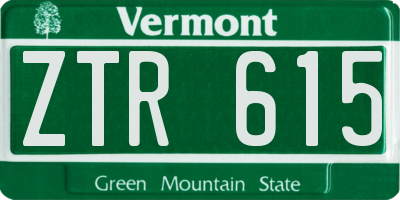 VT license plate ZTR615