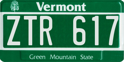 VT license plate ZTR617