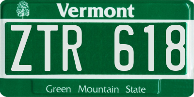 VT license plate ZTR618