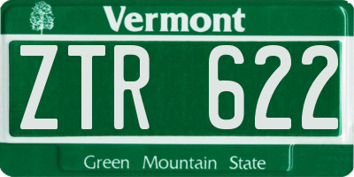 VT license plate ZTR622