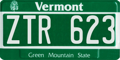 VT license plate ZTR623