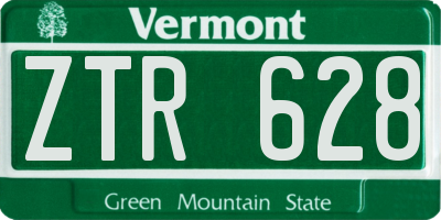VT license plate ZTR628
