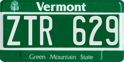 VT license plate ZTR629