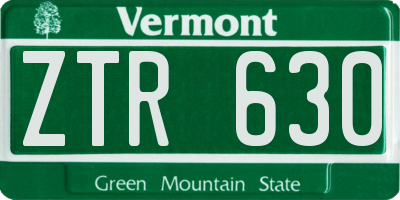 VT license plate ZTR630