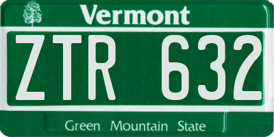 VT license plate ZTR632