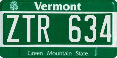 VT license plate ZTR634