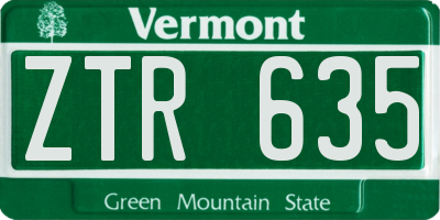 VT license plate ZTR635
