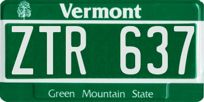 VT license plate ZTR637