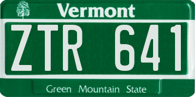VT license plate ZTR641