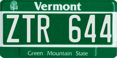 VT license plate ZTR644