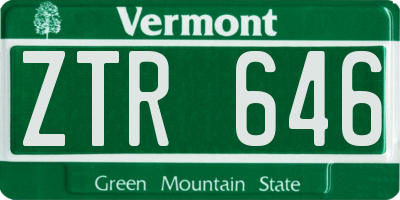 VT license plate ZTR646