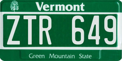 VT license plate ZTR649