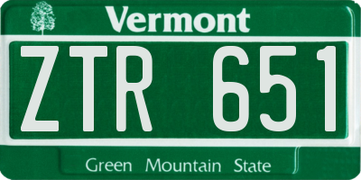 VT license plate ZTR651