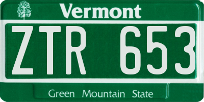 VT license plate ZTR653