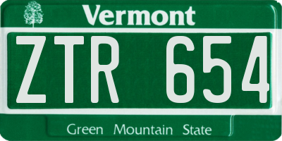 VT license plate ZTR654