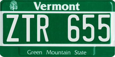 VT license plate ZTR655