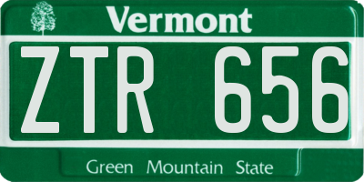 VT license plate ZTR656