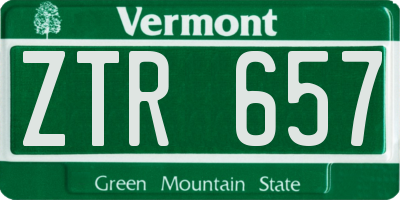 VT license plate ZTR657