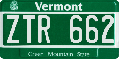 VT license plate ZTR662