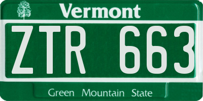 VT license plate ZTR663