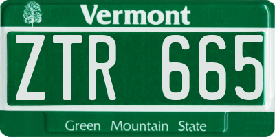 VT license plate ZTR665