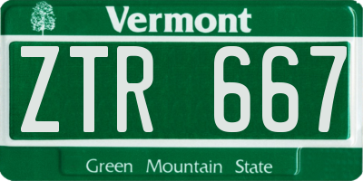 VT license plate ZTR667